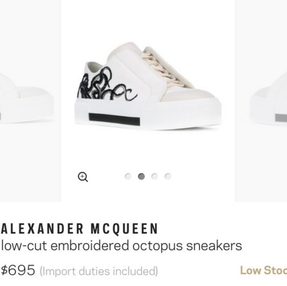 Alexander Mcqueen Low Cut Embroidered Octopus Sneakers - As Is